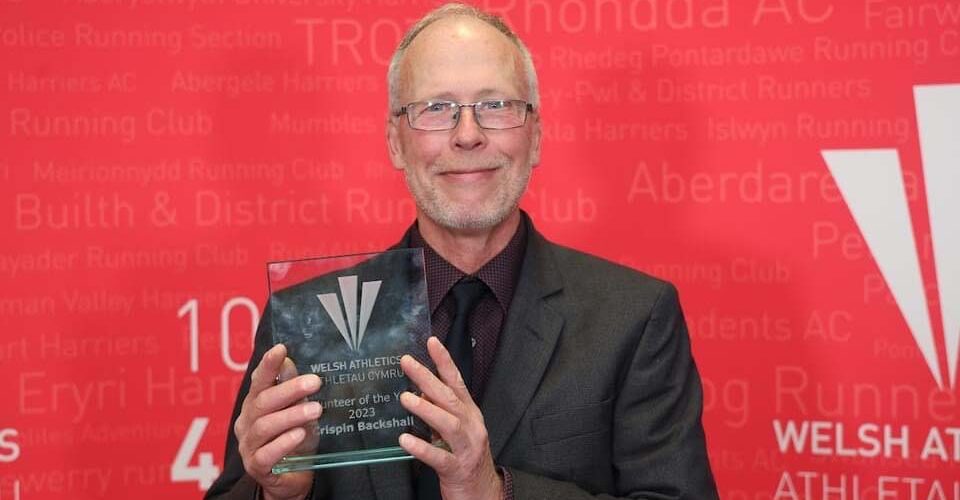 Crispin Backshall winner of Welsh Athletics Volunteer of the Year Award during the WA Annual Awards Ceremony.